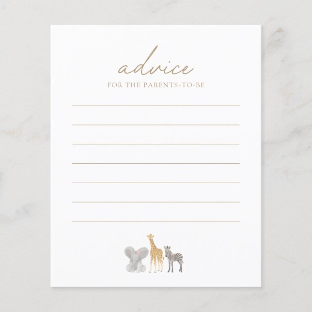 Cartão de Aviso para Chás de fraldas Safari Animal (Frente)