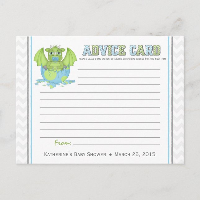 Cartão de Aviso para o Chá de fraldas do Dragão Be (Frente)