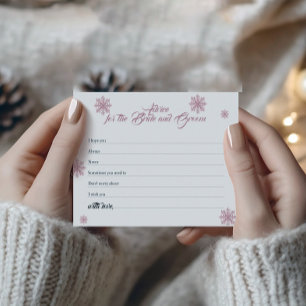 Cartão de Aviso Rosa Snowflake Chá de panela de