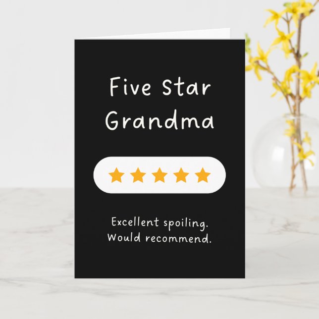 Cartão de Avó Engraçada - Avó Cinco Estrelas  (Flor Amarela)