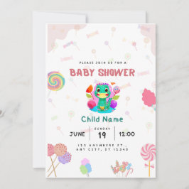 Cartão de babyshower Dino Lolipop