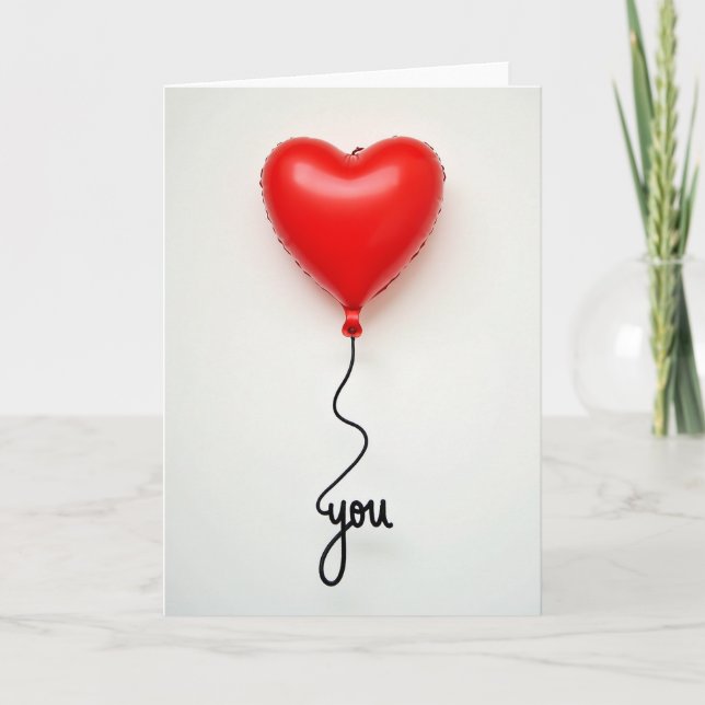 Cartão de Balão Coração Amo Você (Frente)
