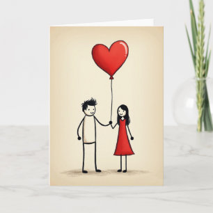 Cartão de Balão de Amor Romântico