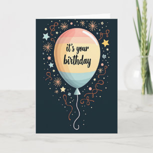 Cartão de balão de aniversário pêssego