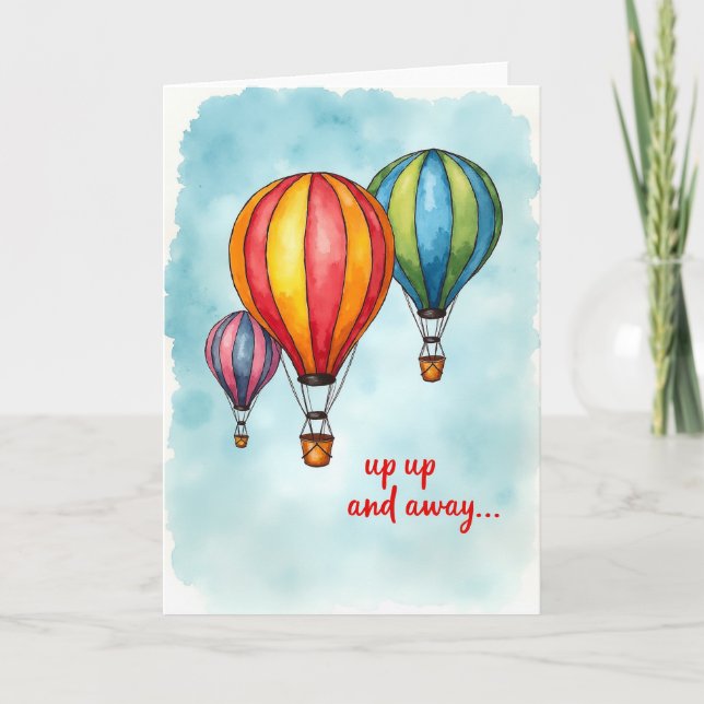Cartão de Balão de Aquarela Alegre (Frente)
