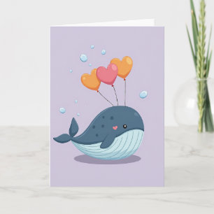 Cartão de Balão de Baleia de Coração Sincero