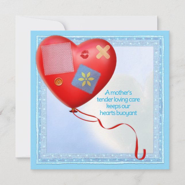 Cartão de Balão do Coração com TLC da Mamãe (Frente)