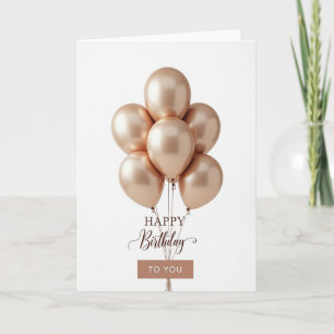 Cartão de Balão Dourado Rosa Festivo