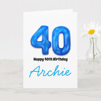 Cartão de Balão Número de Aniversário de 40 anos P