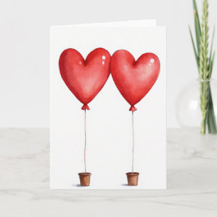 Cartão de Balões de Amor de Dois Corações