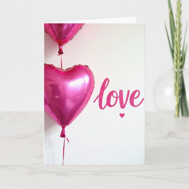 Cartão de Balões de Amor Simples (Frente)