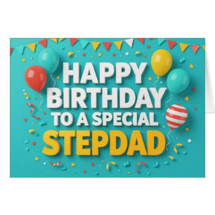 Cartão de Balões de Aniversário Bonito para Stepda
