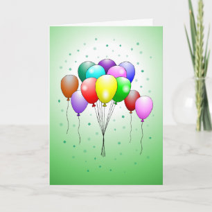 Cartão de balões de aniversário bonitos e colorido
