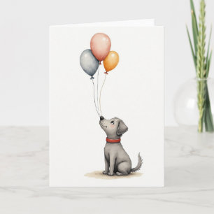 Cartão de Balões de Cachorro Alegre
