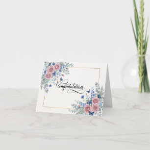 Cartão de Bebê Recém-Nascido com Floral em Aquarel