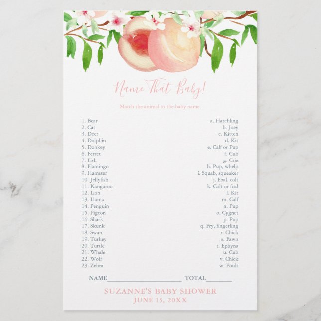 Cartão De Bebês Para Animais Doce Chá De Pêssego D (Frente)