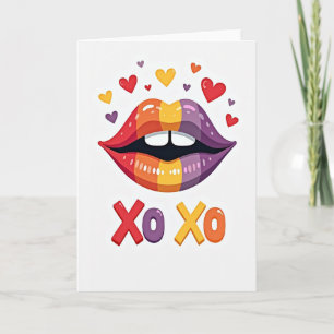 Cartão de Beijo Arco-íris Xoxo Te Amo