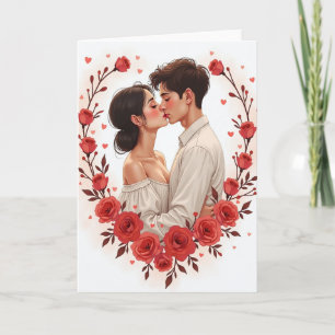 Cartão de Beijo de Rosa Romântica