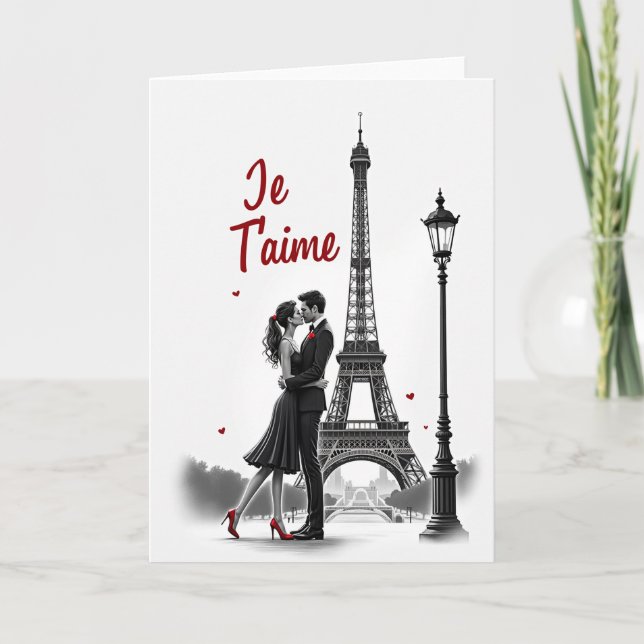 Cartão de Beijo Romântico de Paris (Frente)