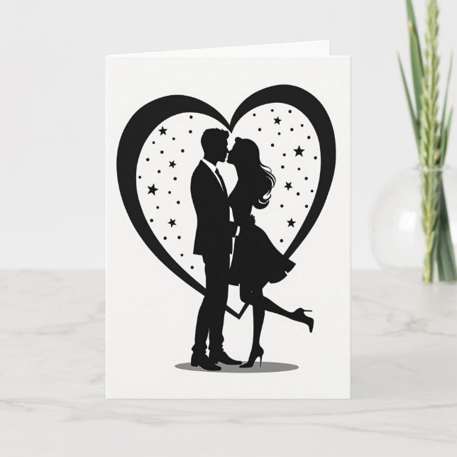 Cartão de Beijo Romântico Minimalista (Frente)