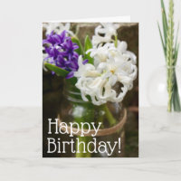 Cartão de Bênção de Aniversário do Hyacinth Branco