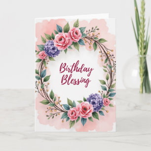 Cartão de Bênção de Aniversário Floral