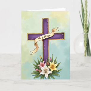 Cartão de Bênção Floral Cruz Roxa