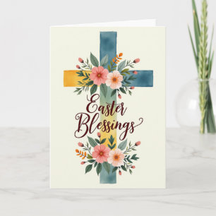Cartão de Bênçãos da Cruz Floral