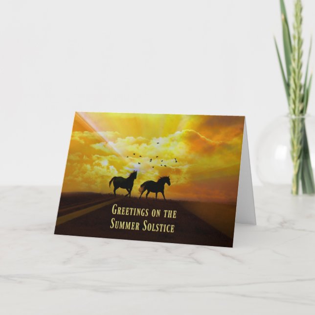 Cartão de Bênçãos do Solstício de Verão com Cavalo (Frente)