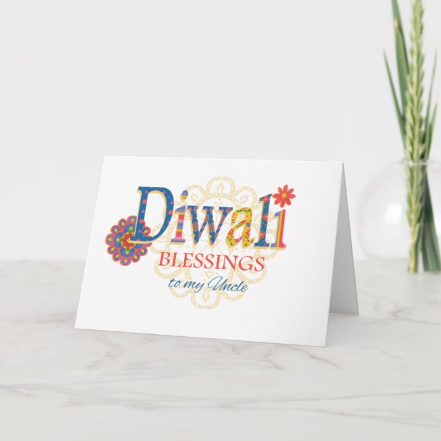 Cartão de Bênçãos do Tio para Diwali com Rangolis (Frente)