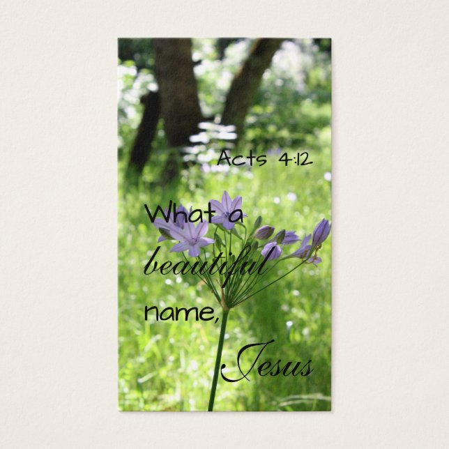 Cartão de Bíblia de Salvação de Flor Selvagem Roxo (Frente)