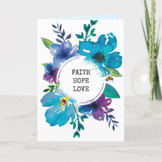 Cartão de bíblia floral de cor azul moderna