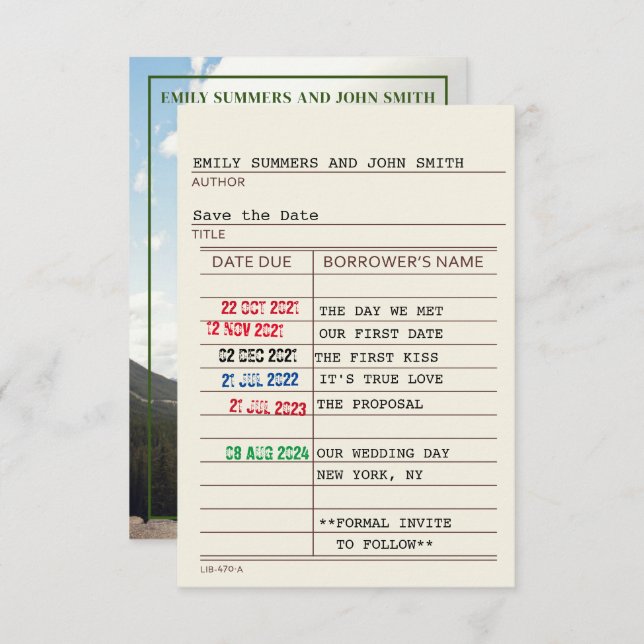 Cartão de Biblioteca Antigo e Capa de Livro Save t (Frente/Verso)