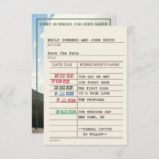 Cartão de Biblioteca Antigo e Capa de Livro Save t