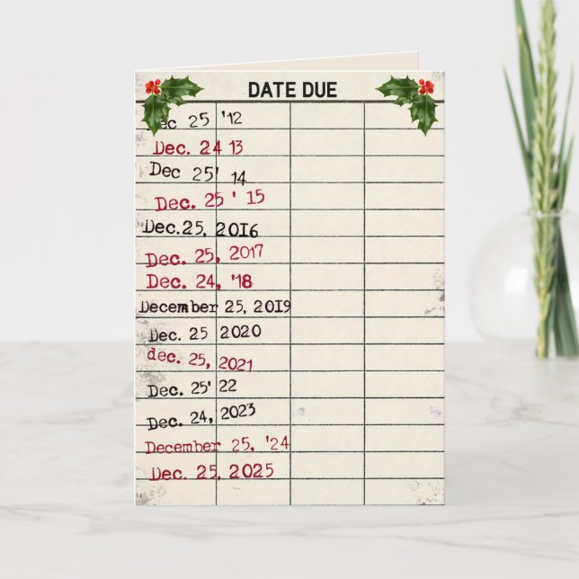 Cartão de Biblioteca Antigo Natal 2025 (Frente)