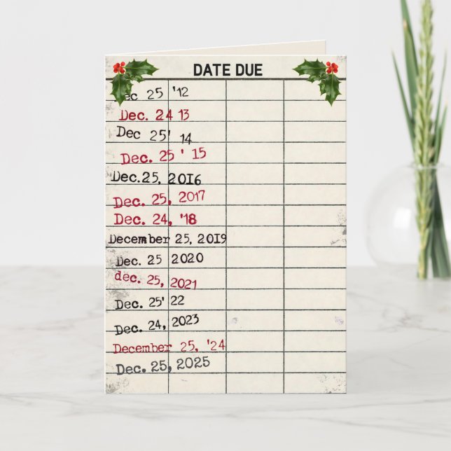 Cartão de Biblioteca Antigo Natal 2025 (Frente)