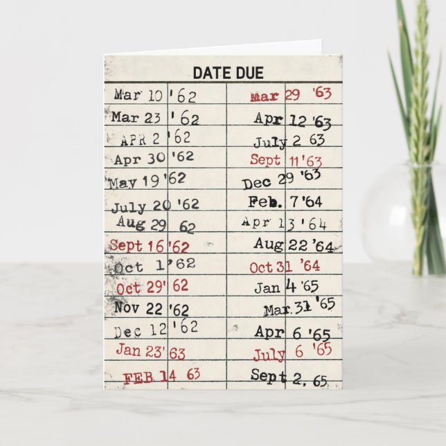 Cartão de Biblioteca Antigo para Aniversário (Frente)