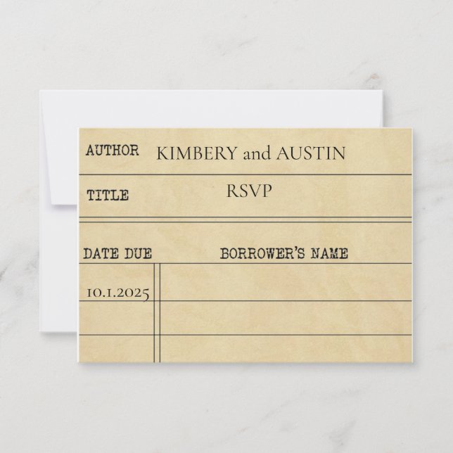 Cartão de Biblioteca | Cartão de Resposta RSVP (Frente)
