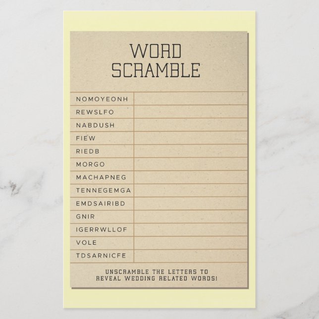 Cartão de Biblioteca do Word Scramble para Jogos d (Frente)