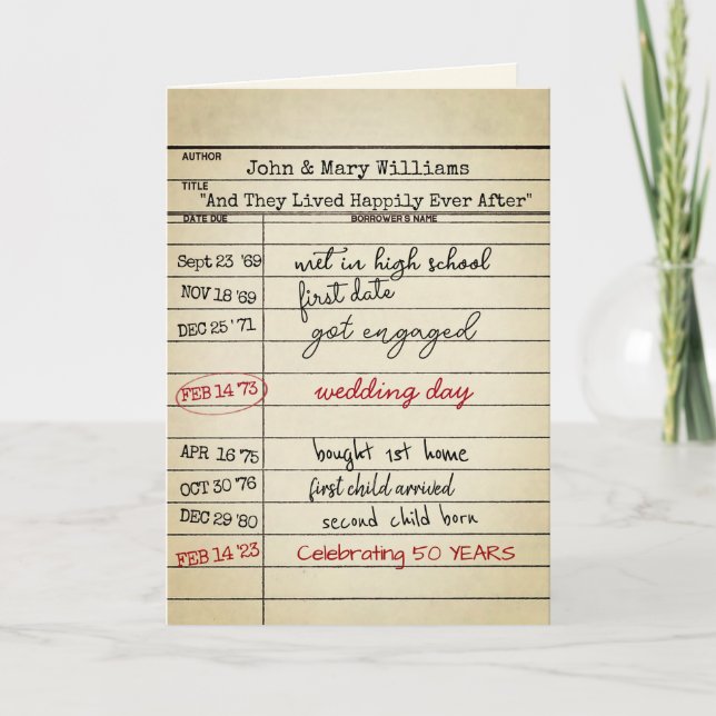 Cartão de Biblioteca Retroativo 50.º Aniversário (Frente)