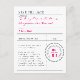 Cartão de Biblioteca Salvar a Data