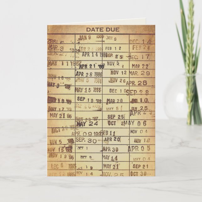 Cartão de Biblioteca Vintage de Aniversário (Frente)