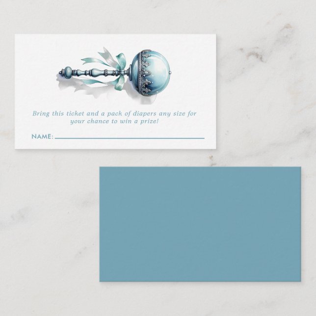 Cartão de Bilhete de Fralda Raffle Blue Baby Rattl (Frente/Verso)