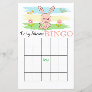 cartão de bingo de baby shower coelho fofo