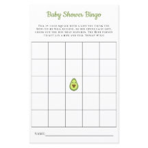 Cartão de Bingo de Bebê Abacate Kawaii Jogo de Chá