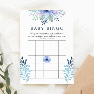 Cartão de Bingo de Bebê Floral Naval de Inverno Rú