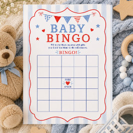 Cartão de Bingo de Bebê Vermelho Branco e Devido