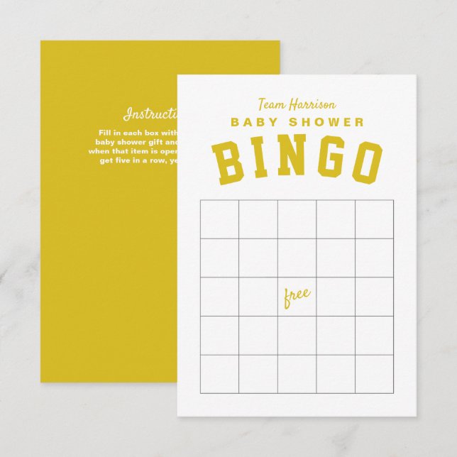 Cartão de BINGO de chá de bebê com tema de porta-m (Frente/Verso)