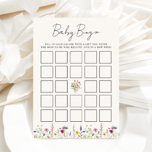 Cartão de Bingo de Chá de Bebê Elegante Flor Silve