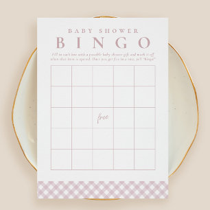 Cartão de bingo de chá de bebê lindo xadrez rosa f